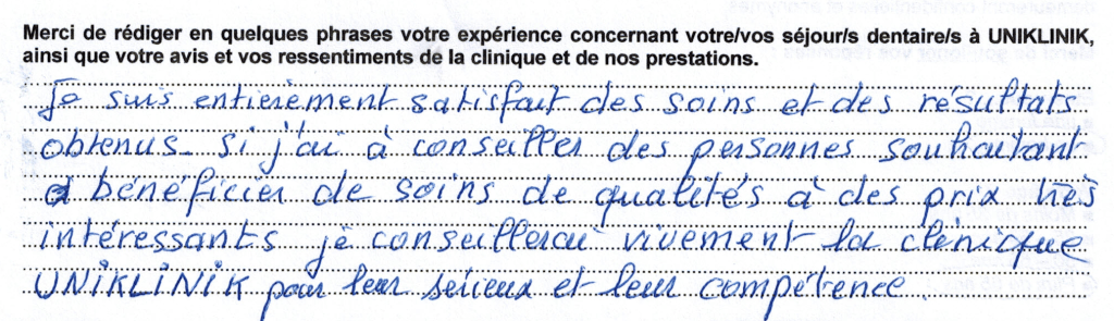 Témoignage clinique dentaire implant hongrie